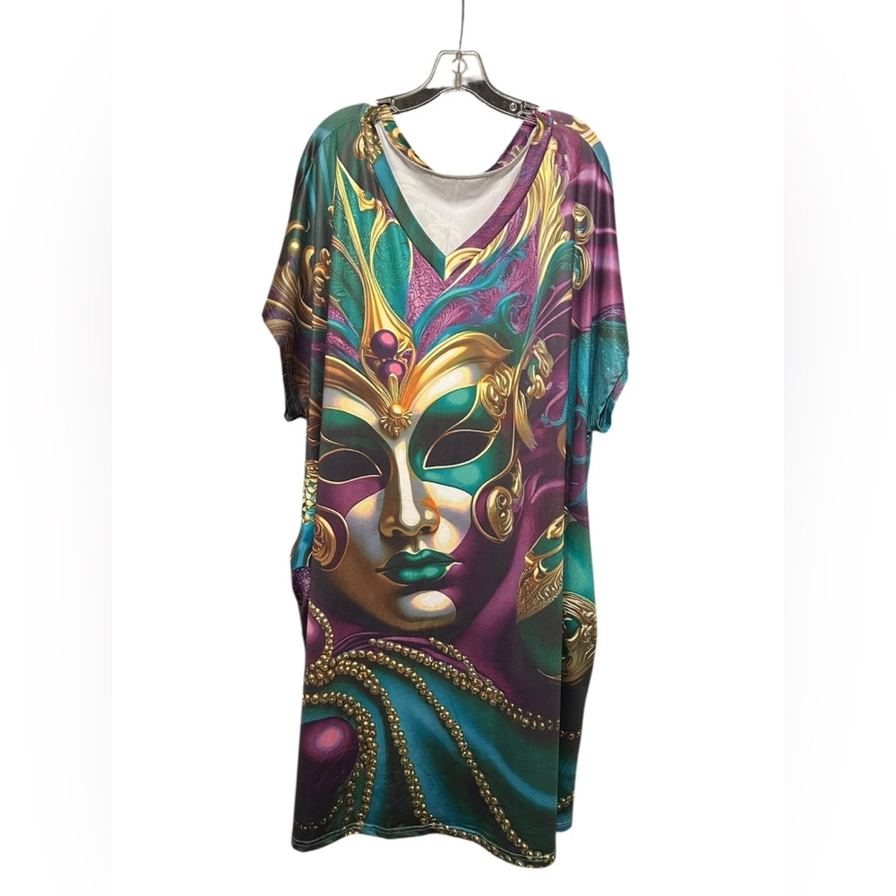 Elegant Mask Print Midi Dress - Picture 11 of 16